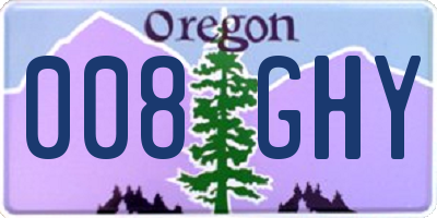 OR license plate 008GHY