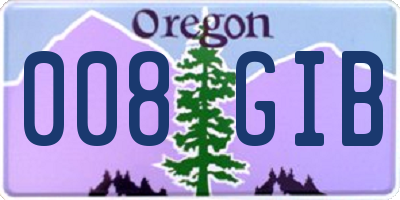 OR license plate 008GIB