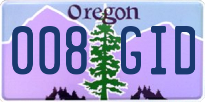 OR license plate 008GID