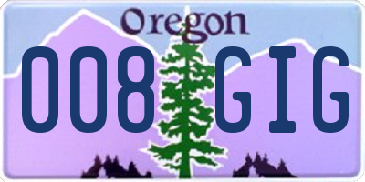 OR license plate 008GIG