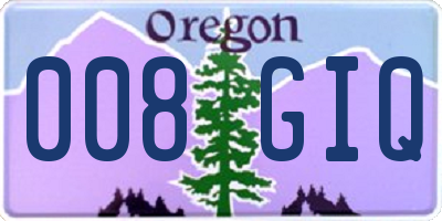 OR license plate 008GIQ