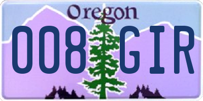 OR license plate 008GIR