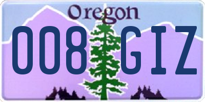 OR license plate 008GIZ