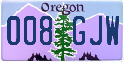 OR license plate 008GJW
