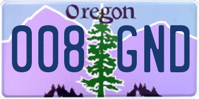OR license plate 008GND