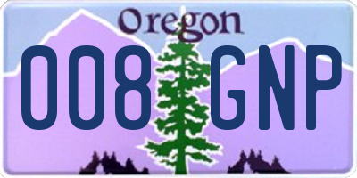 OR license plate 008GNP