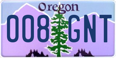 OR license plate 008GNT