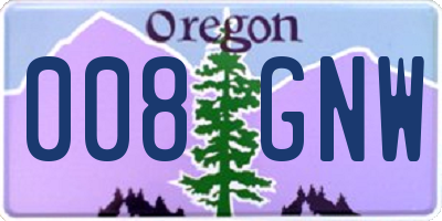 OR license plate 008GNW
