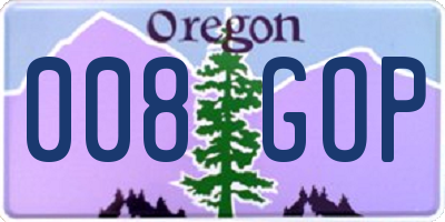 OR license plate 008GOP