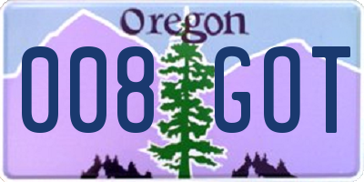 OR license plate 008GOT