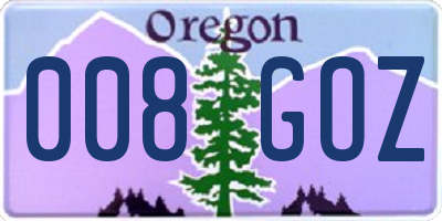 OR license plate 008GOZ