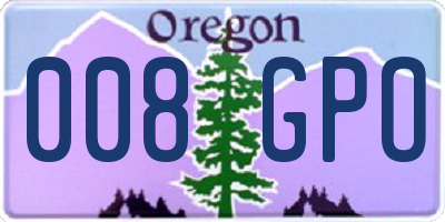 OR license plate 008GPO