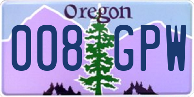 OR license plate 008GPW