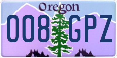 OR license plate 008GPZ