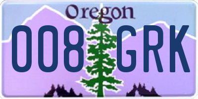 OR license plate 008GRK