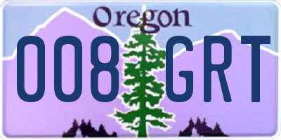 OR license plate 008GRT