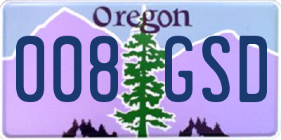 OR license plate 008GSD