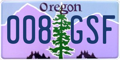 OR license plate 008GSF