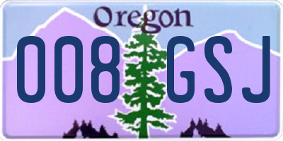 OR license plate 008GSJ
