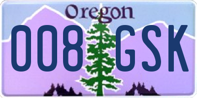 OR license plate 008GSK