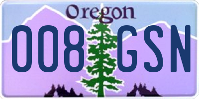 OR license plate 008GSN