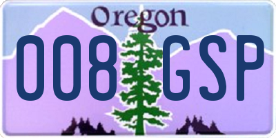 OR license plate 008GSP