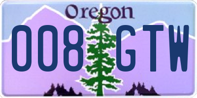 OR license plate 008GTW