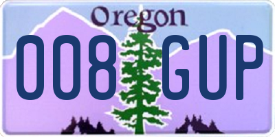 OR license plate 008GUP
