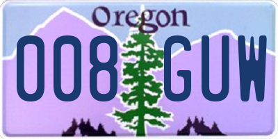 OR license plate 008GUW