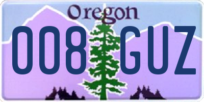 OR license plate 008GUZ