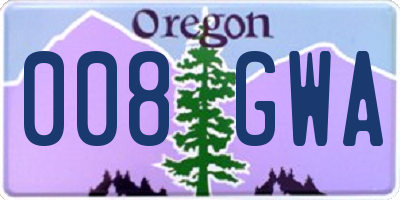 OR license plate 008GWA