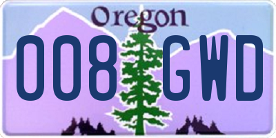 OR license plate 008GWD
