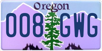 OR license plate 008GWG