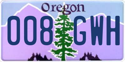 OR license plate 008GWH