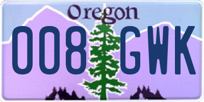 OR license plate 008GWK