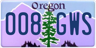 OR license plate 008GWS