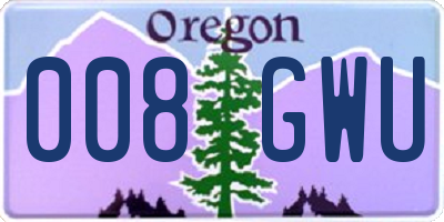 OR license plate 008GWU