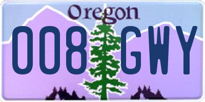 OR license plate 008GWY