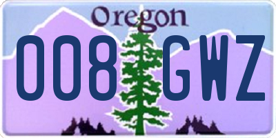 OR license plate 008GWZ