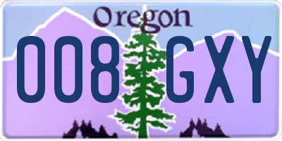 OR license plate 008GXY