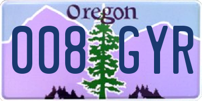 OR license plate 008GYR