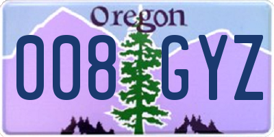 OR license plate 008GYZ