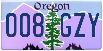 OR license plate 008GZY