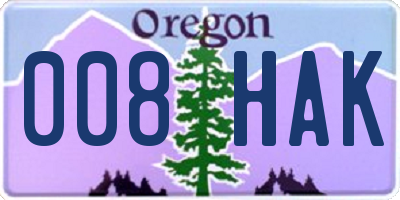OR license plate 008HAK