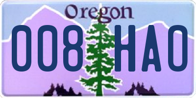 OR license plate 008HAO