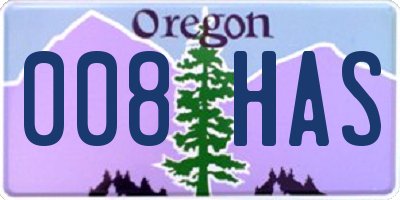 OR license plate 008HAS