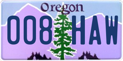 OR license plate 008HAW