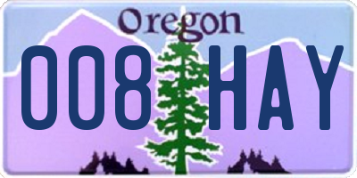 OR license plate 008HAY