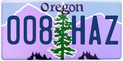OR license plate 008HAZ