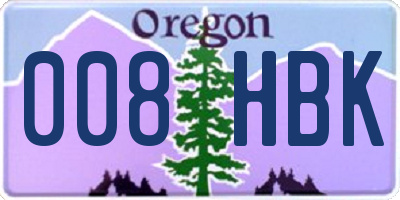 OR license plate 008HBK